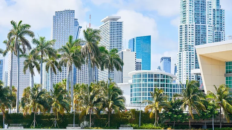 Downtown Miami street view representing what is the cost of rent in Miami